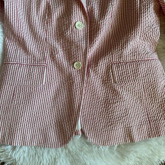 J. Crew Blazer Jacket New Pink White Striped Womens Size 6 - Picture 5 of 9